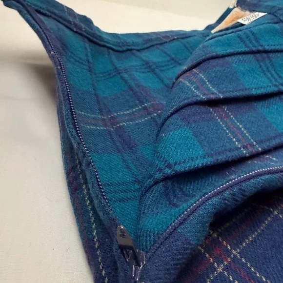 Pendleton Teal and Navy Plaid A-Line Skirt - Picture 5 of 6